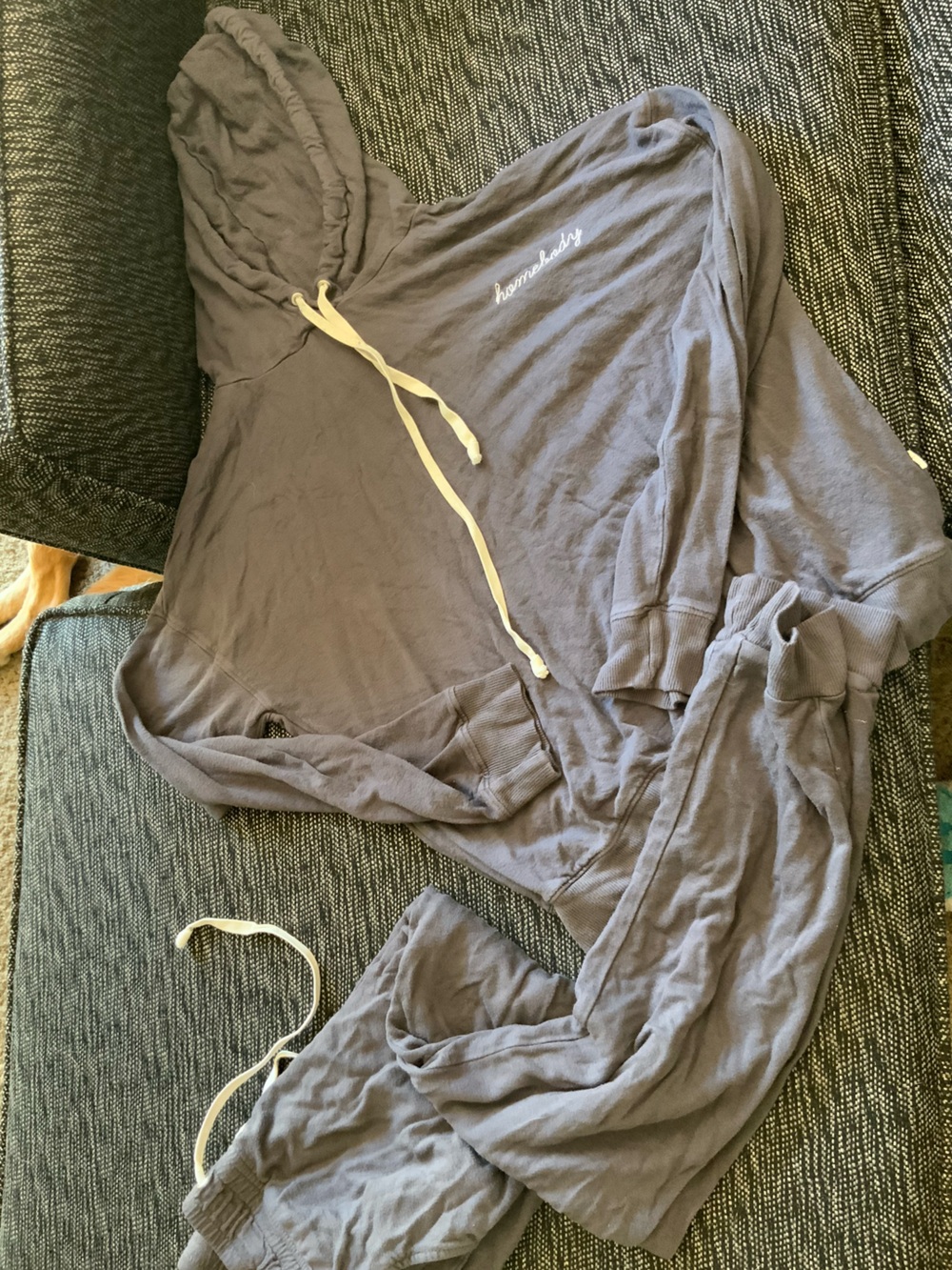 Magnolia Homebody Gray Hooded Loungewear Set with Cream Drawstrings